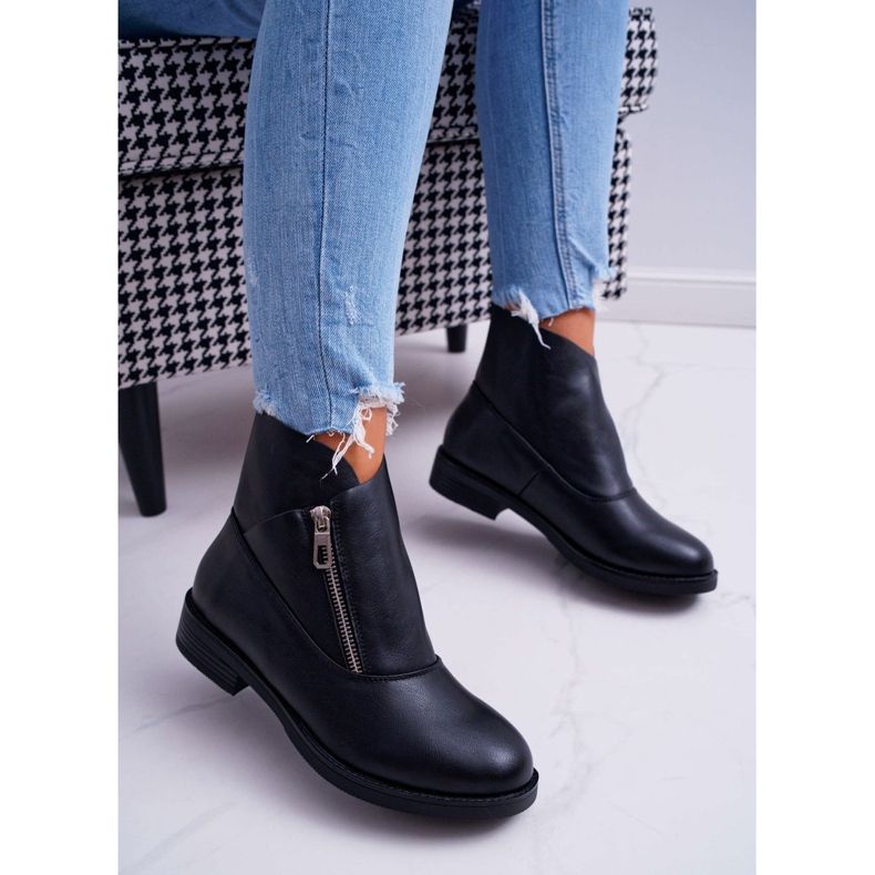 BUGO Bottines Femme Zippées Noir Juno le noir 1