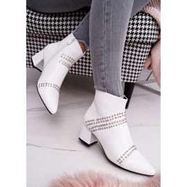 SEA Bottines Femme À Talons En Spitz Avec Rivets Blanc Primma blanche 2