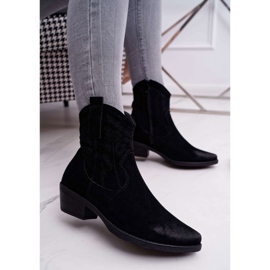 BUGO Bottes de cowboy pour femmes en daim noir Ferders le noir 1