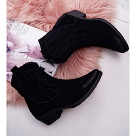 BUGO Bottes de cowboy pour femmes en daim noir Ferders le noir 5