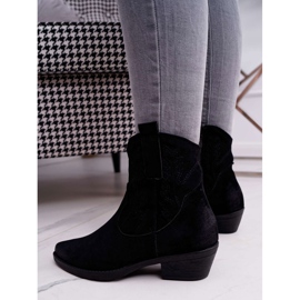 BUGO Bottes de cowboy pour femmes en daim noir Ferders le noir 3