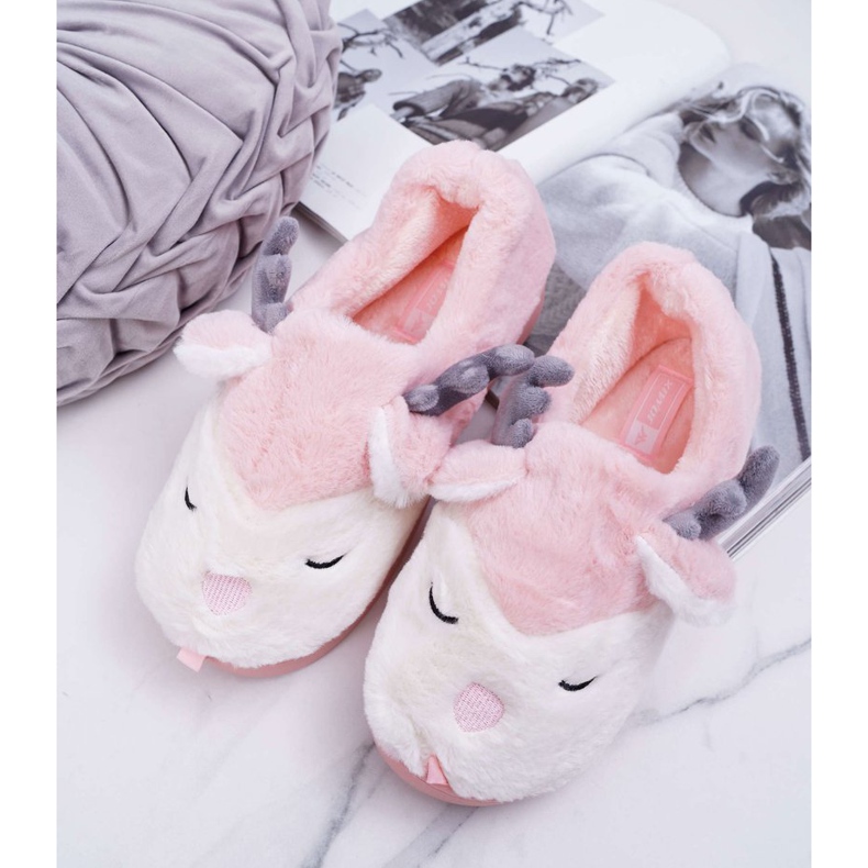 BUGO Chaussons Femme Avec Fourrure, Renne, Roses De Renne 1