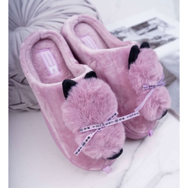 BUGO Chaussons Femme Avec Fourrure Chaton Rose Kitty 1