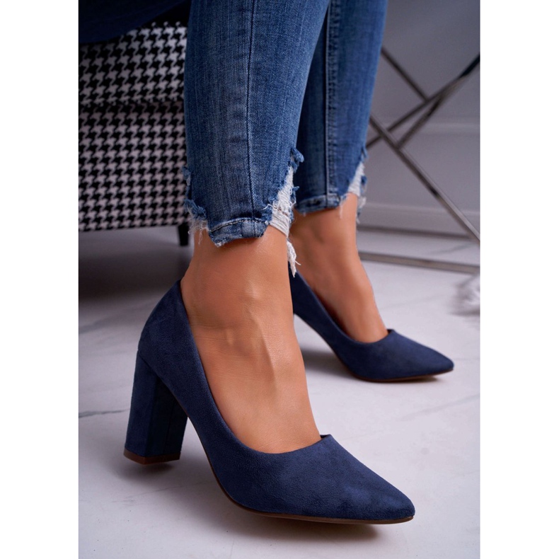 SEA Escarpins Femme À Talons En Daim Bleu Marine Florena 1
