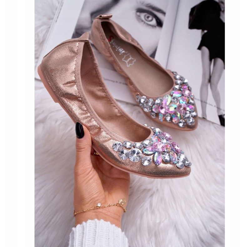 PS1 Ballerines Femme Avec Pierres Or Rose Cristal 1 PS1 Ballerines Femme Avec Pierres Or Rose Cristal 1