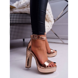 FRID Sandales Pour Femmes Sur Un Talon Haut, Plateforme Or Rose Huran jaune 1