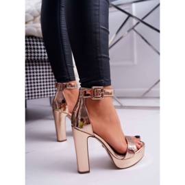 FRID Sandales Pour Femmes Sur Un Talon Haut, Plateforme Or Rose Huran jaune 2