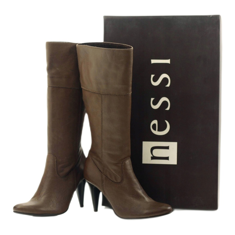 Nessi Bottes En Cuir Sur Un Talon Marron 20310 brun 4