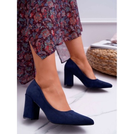 FRJ Escarpins Pour Femmes À Talons En Daim Bleu Marine Femmini 1