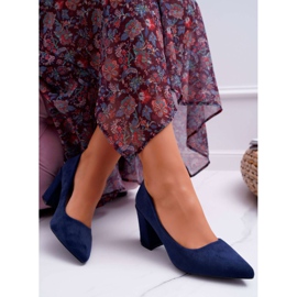 FRJ Escarpins Pour Femmes À Talons En Daim Bleu Marine Femmini 2