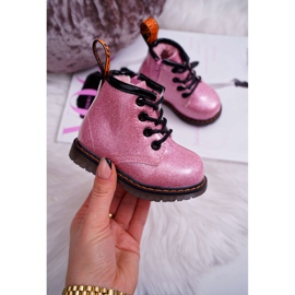 FRROCK Bottines Chaudes Enfant Zippées Laquées Rose Paillettes Mistor 2