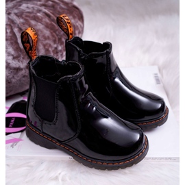 FRROCK Bottines Enfant Chaud avec une fermeture éclair Laqué Noir Gustro le noir 4