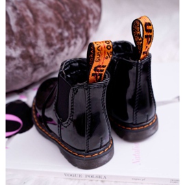 FRROCK Bottines Enfant Chaud avec une fermeture éclair Laqué Noir Gustro le noir 3