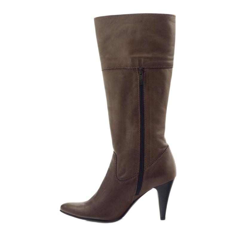 Nessi Bottes En Cuir Sur Un Talon Marron 20310 brun 2