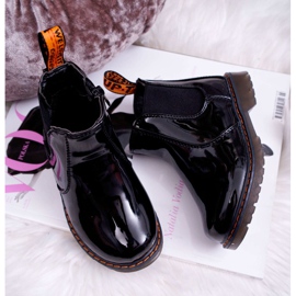 FRROCK Bottines Enfant Chaud avec une fermeture éclair Laqué Noir Gustro le noir 6