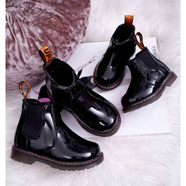 FRROCK Bottines Enfant Chaud avec une fermeture éclair Laqué Noir Gustro le noir 7
