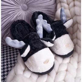 FRID Chaussons Femme Avec Fourrure Renne Noir Deff le noir 1