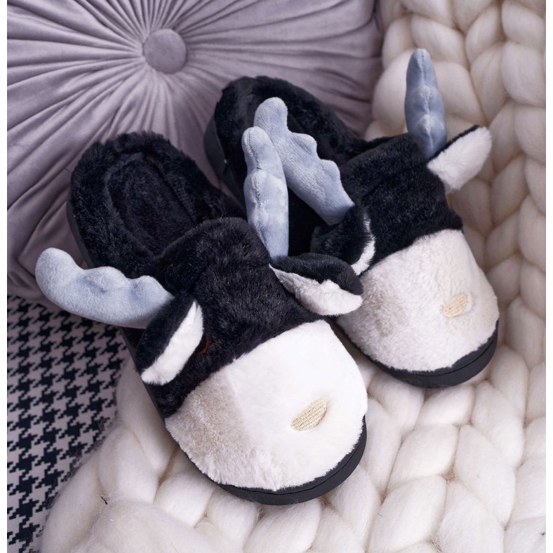 FRID Chaussons Femme Avec Fourrure Renne Noir Deff le noir 1