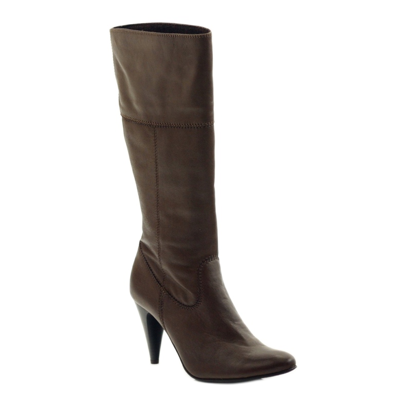 Nessi Bottes En Cuir Sur Un Talon Marron 20310 brun 1