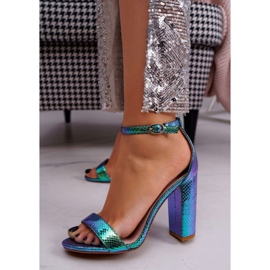 SEA Sandales Pour Femmes Sur Un Talon Haut Bipper Vert Irisé multicolore 1