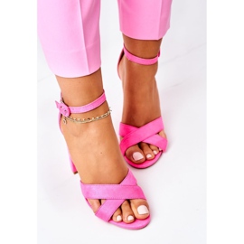 PS1 Sandales À Talons Femme Daim Fluo Fuchsia Telmen rose 1