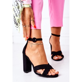 SEA Sandales À Talons Pour Femmes En Daim Noir Telmen 1