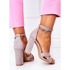 PS1 Sandales À Talons Pour Femmes Daim Gris Telmen 1