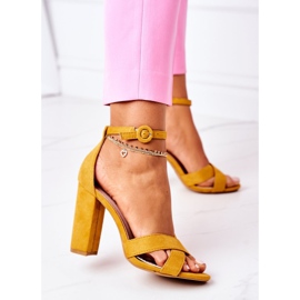 PS1 Sandales À Talons Pour Femmes En Daim Jaune Telmen 4