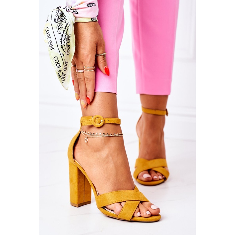 PS1 Sandales À Talons Pour Femmes En Daim Jaune Telmen 2