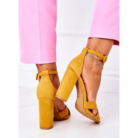 PS1 Sandales À Talons Pour Femmes En Daim Jaune Telmen 5