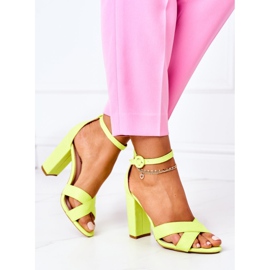 PS1 Sandales À Talons Femme Daim Jaune Fluo Telmen 5