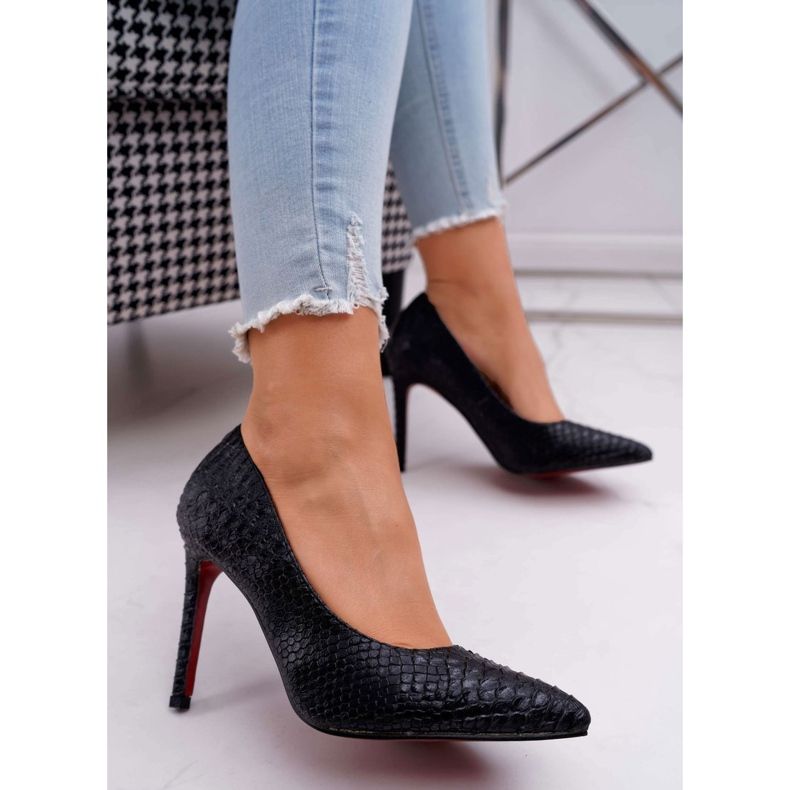 Lu Boo Black Snake Skin Stilettos SnakeDream noir 1
