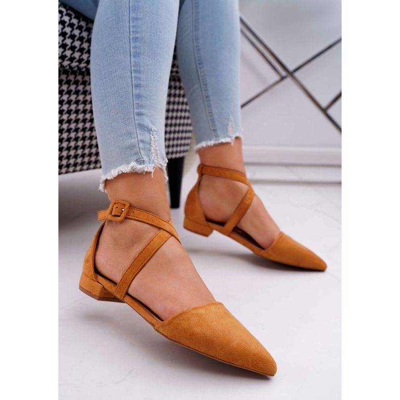 PS1 Ballerines en daim pour femmes Spitz Camel Vontare brun 1