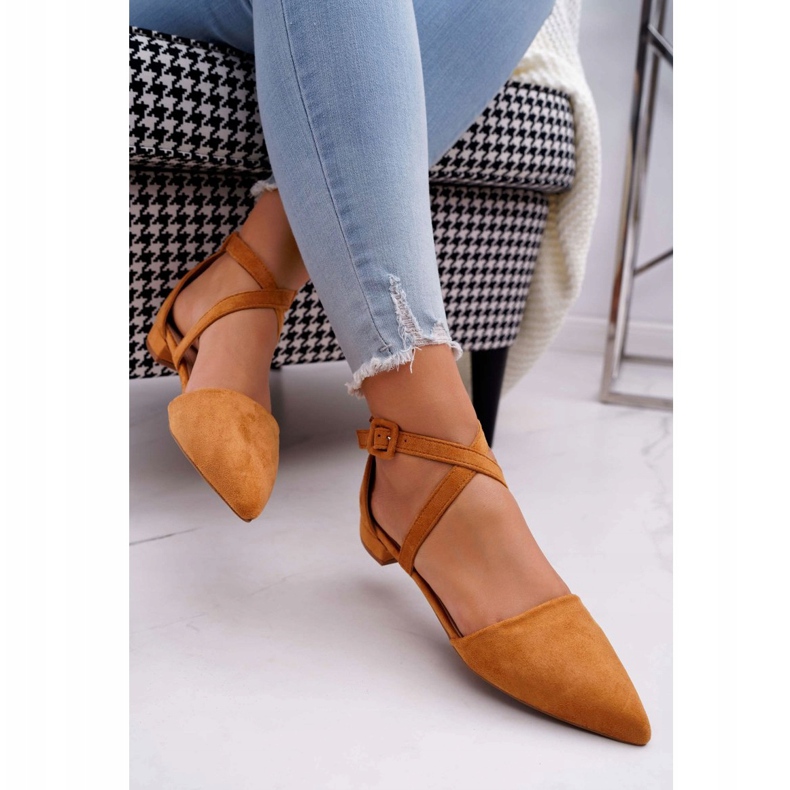 PS1 Ballerines en daim pour femmes Spitz Camel Vontare brun 2