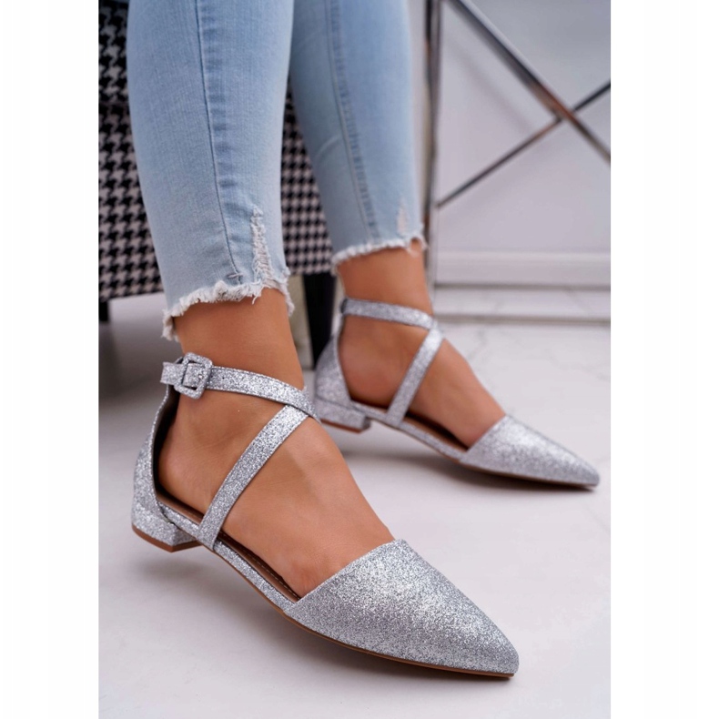 PS1 Ballerines pailletées pour femmes Spitz Silver Vontare gris 2