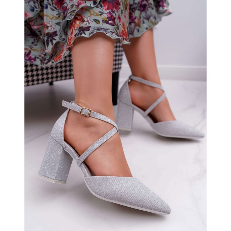 SEA Escarpins à Talons Pour Femmes Glitter Silver Perset gris 1