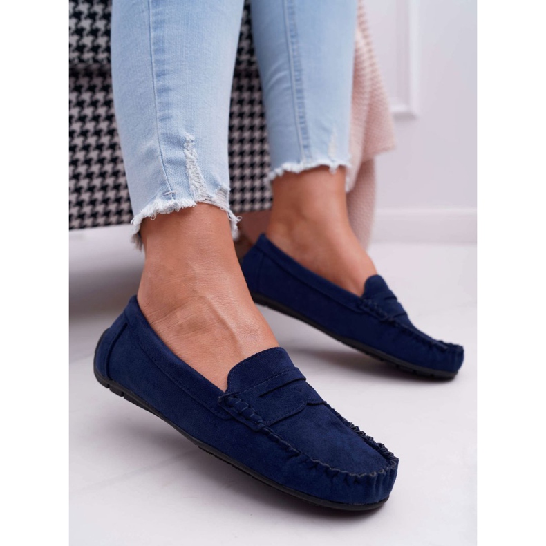 SEA Mocassins Femme Boléro En Daim Bleu Marine 1