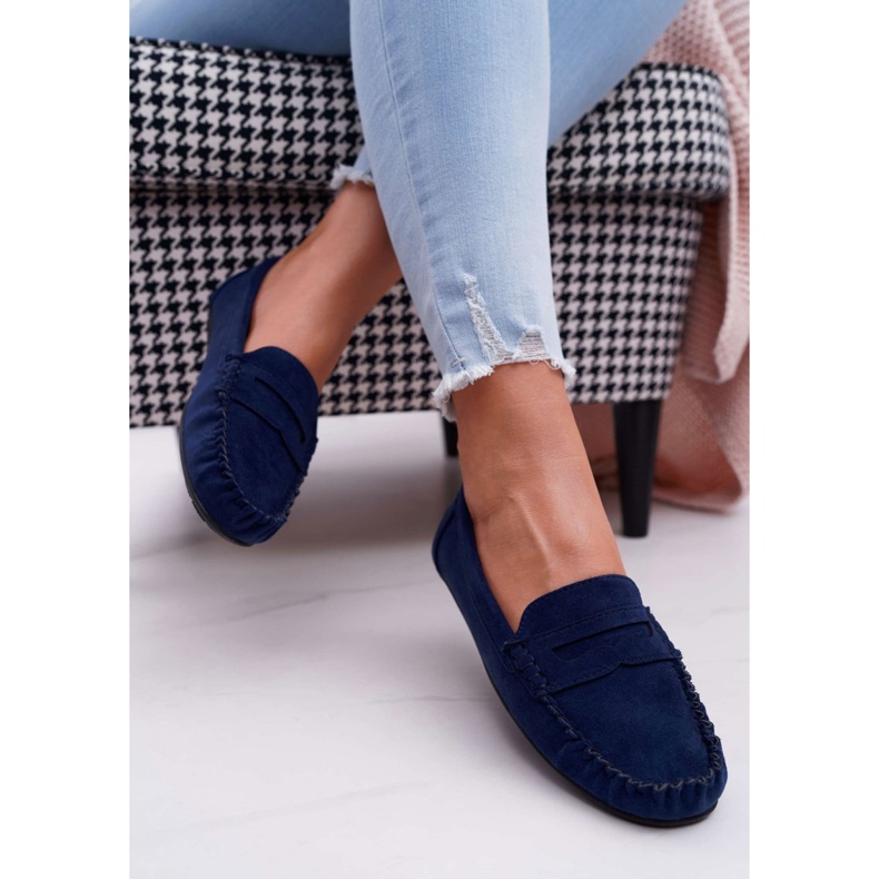 SEA Mocassins Femme Boléro En Daim Bleu Marine 2