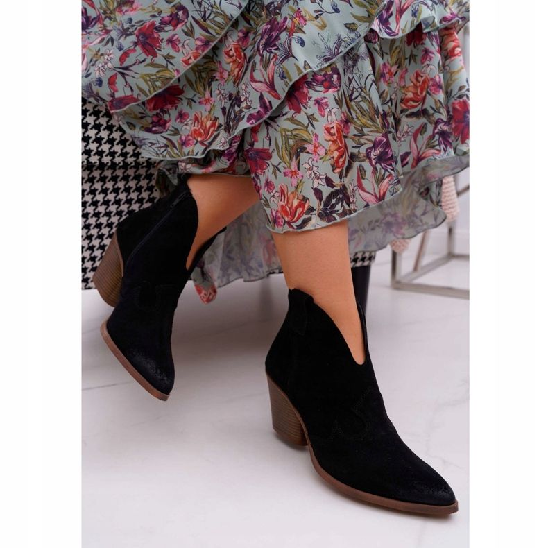 Nicole Bottes en cuir noir pour femmes à talon Chavai 2