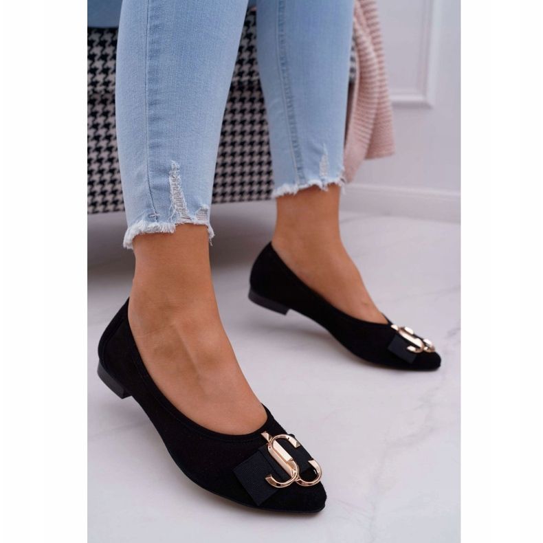 Nicole Ballerines Femme Noires En Daim Portes le noir 2