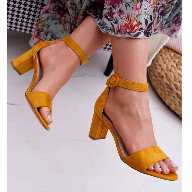 EVE Sandales À Talons Femme Daim Jaune Lexi 2