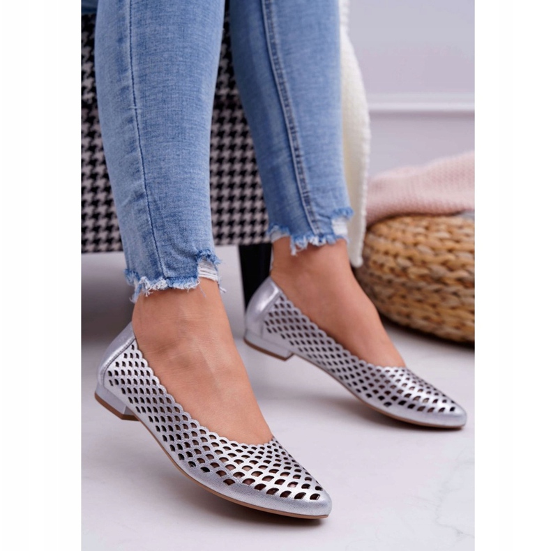 Exquisite Ballerines Femme Argent Cuir Exquis 1107/1 gris 1