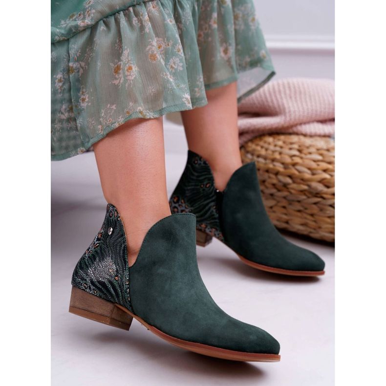 Bottines Plates Femme Maciejka Spring Cuir Vert 04091-19 1