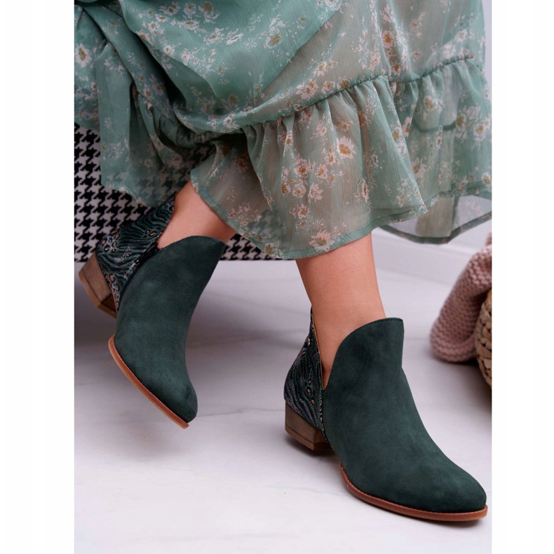 Bottines Plates Femme Maciejka Spring Cuir Vert 04091-19 2