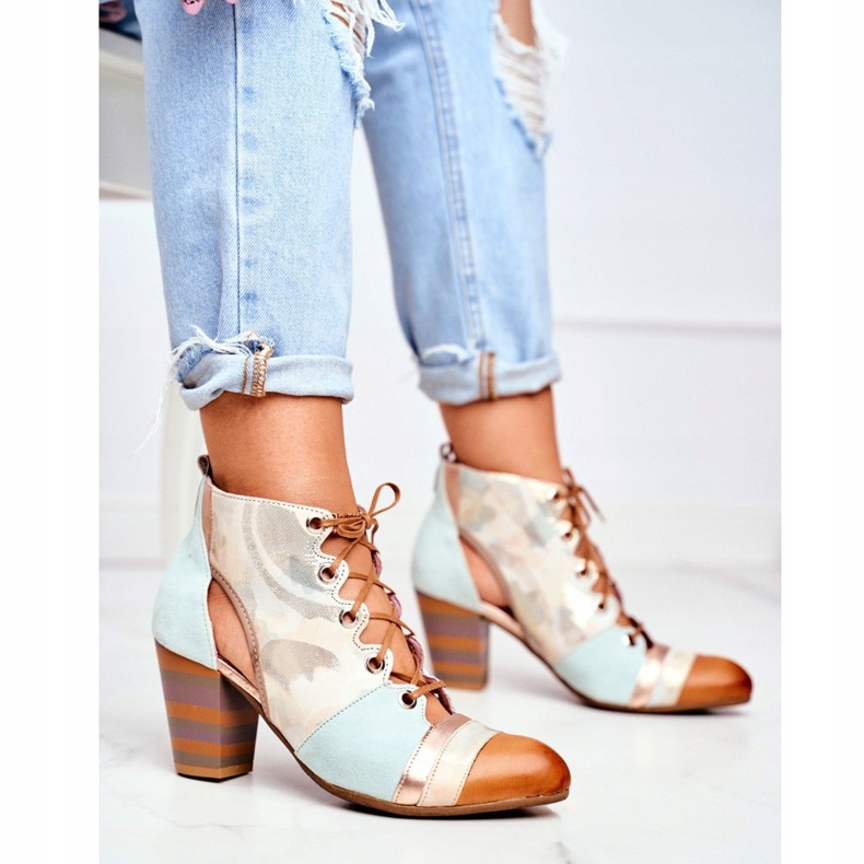 Bottes à Talons Femme Cuir Maciejka Printemps 03938-04 beige multicolore vert 2