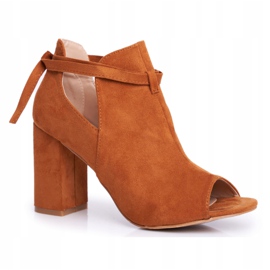 Vinceza Bottes Femme Sandales Sur Un Talon Bout Ouvert Camel Gris brun jaune 4