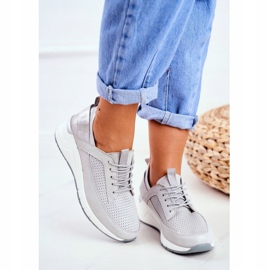 EVE Chaussures Sport Femme Cuir Argenté Love Me gris 1