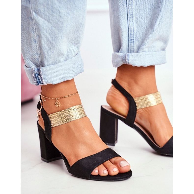 S.Barski Sandales À Talons Pour Femmes En Daim Noir Enjoy le noir 1