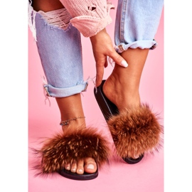 Chaussons Femme Fourrure Naturelle Marron Naturis brun 2