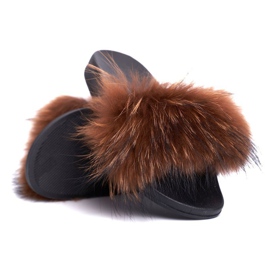 Chaussons Femme Fourrure Naturelle Marron Naturis brun 1